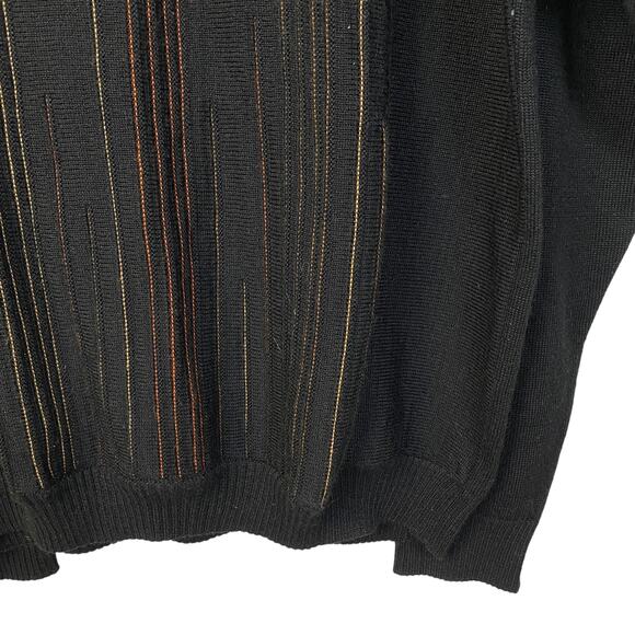 Vintage Men's BACHARACH XL Wool Acrylic Sweater Made in Italy Black V-Neck - Picture 8 of 10